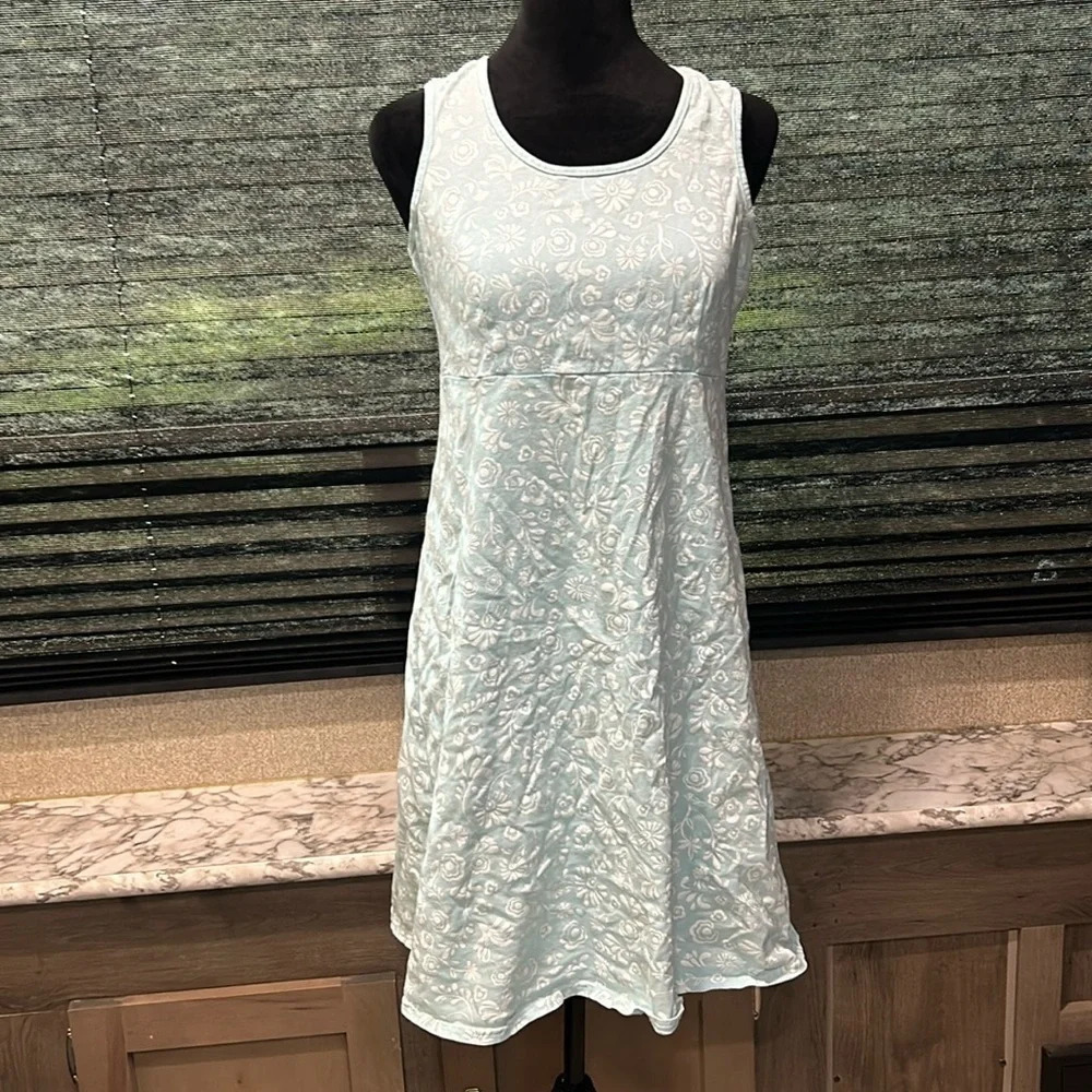 Fresh Produce Women’s Sleeveless Floral Blue & White Print‎ Cotton Dress XS